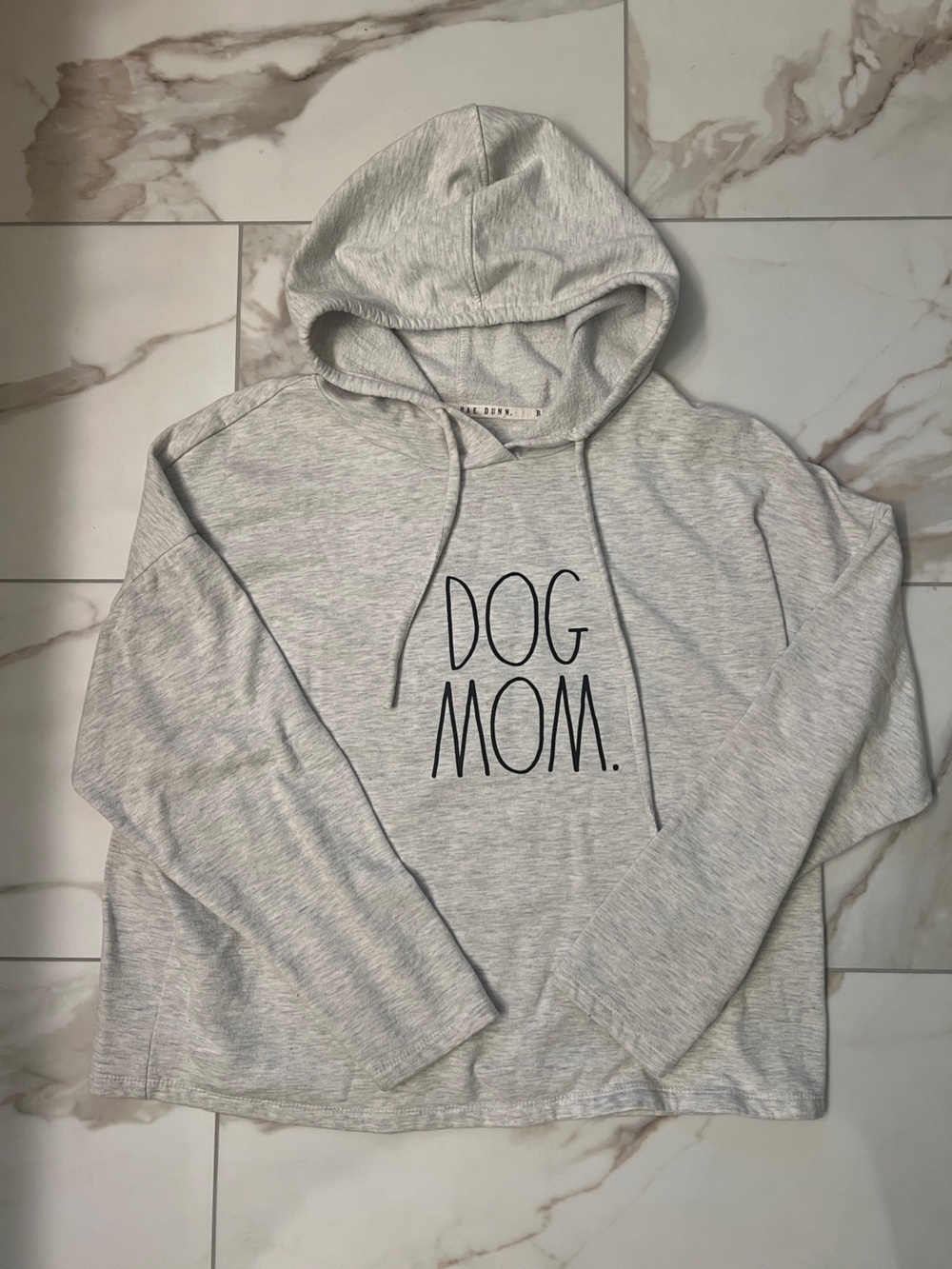 Rae Dunn Heather Gray "DOG MOM." Hooded Sweater Hoodie